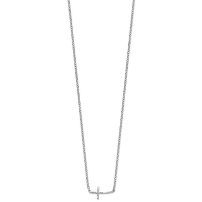 Sterling Silver Diamond Sideways Cross Necklace 18"