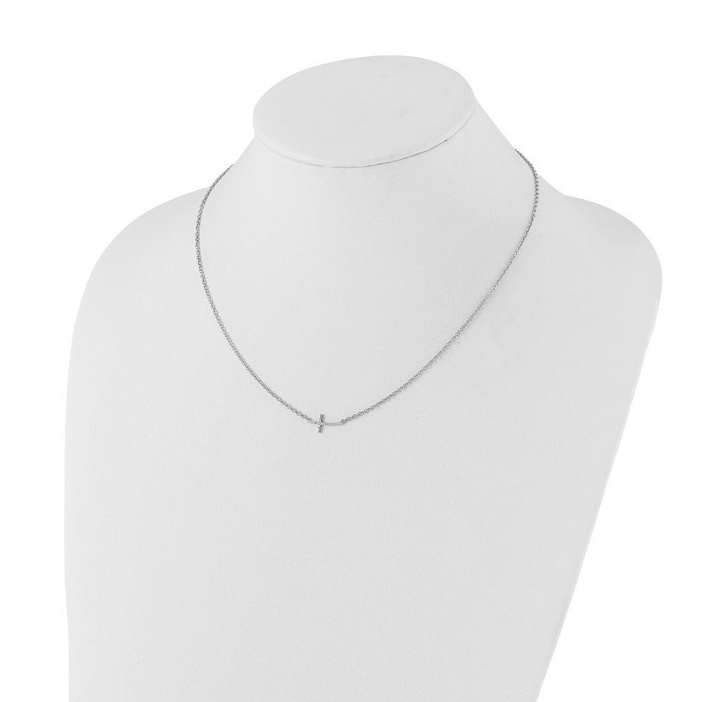 Sterling Silver Diamond Sideways Cross Necklace 18"