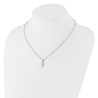 Sterling Silver Fancy Diamond Cross Necklace 18"