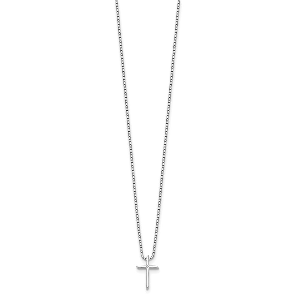 Sterling Silver Diamond Cross Necklace 18"