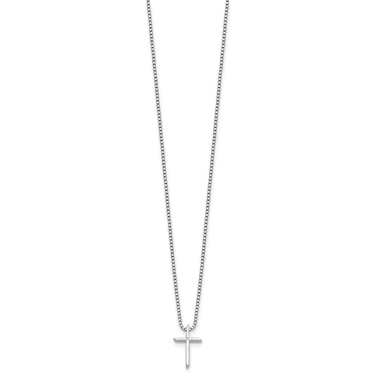 Sterling Silver Diamond Cross Necklace 18"