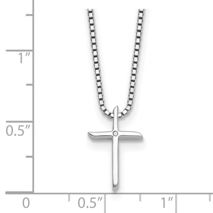 Sterling Silver Diamond Cross Necklace 18"