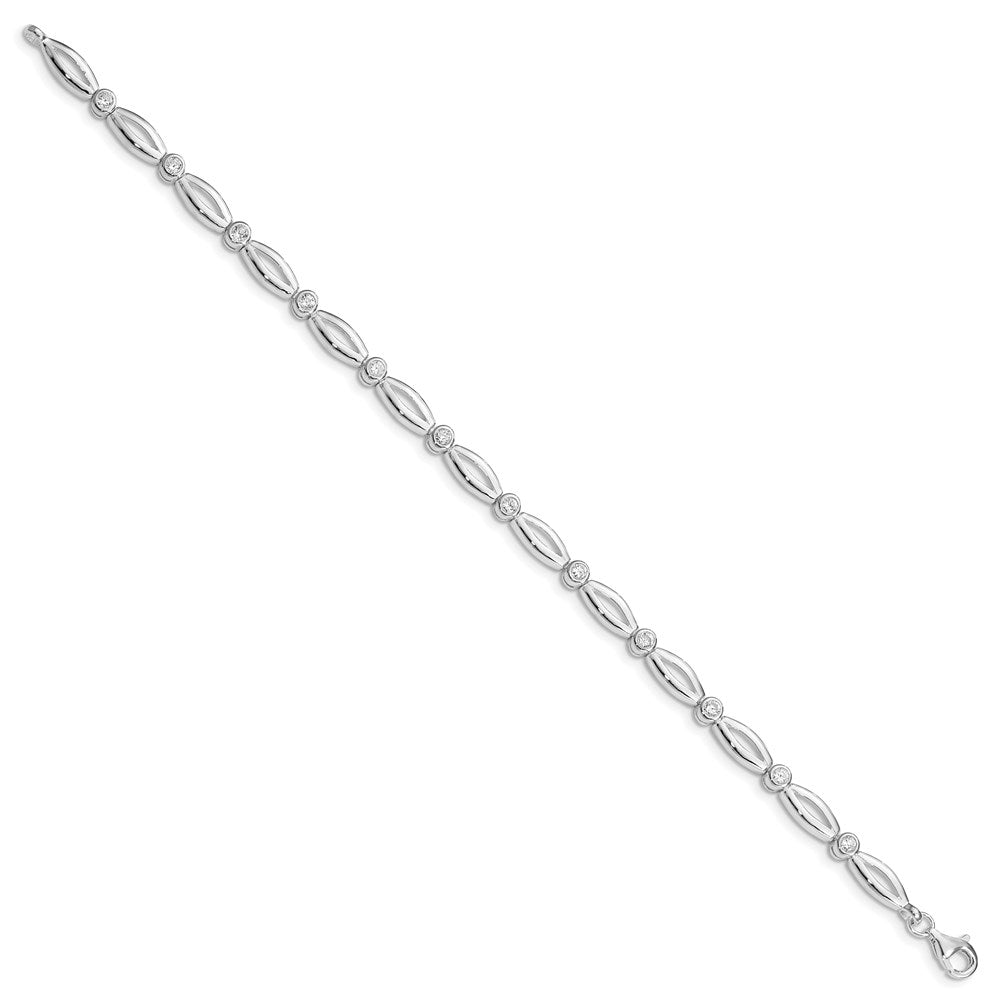925 Sterling Silver Rhodium-plated Polished Fancy Cubic Zirconia Bracelet 7 inch