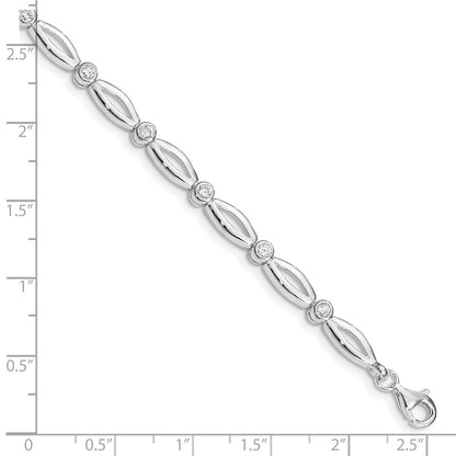 925 Sterling Silver Rhodium-plated Polished Fancy Cubic Zirconia Bracelet 7 inch