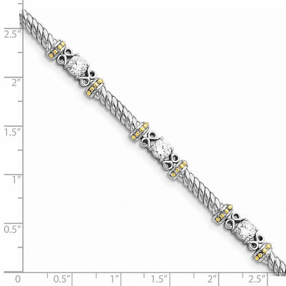 925 Sterling Silver Rhodium-plated and Vermeil Cubic Zirconia Bracelet 7 inch