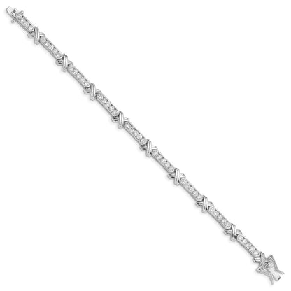 925 Sterling Silver Rhodium-plated Cubic Zirconia -X- Bracelet 7 inch