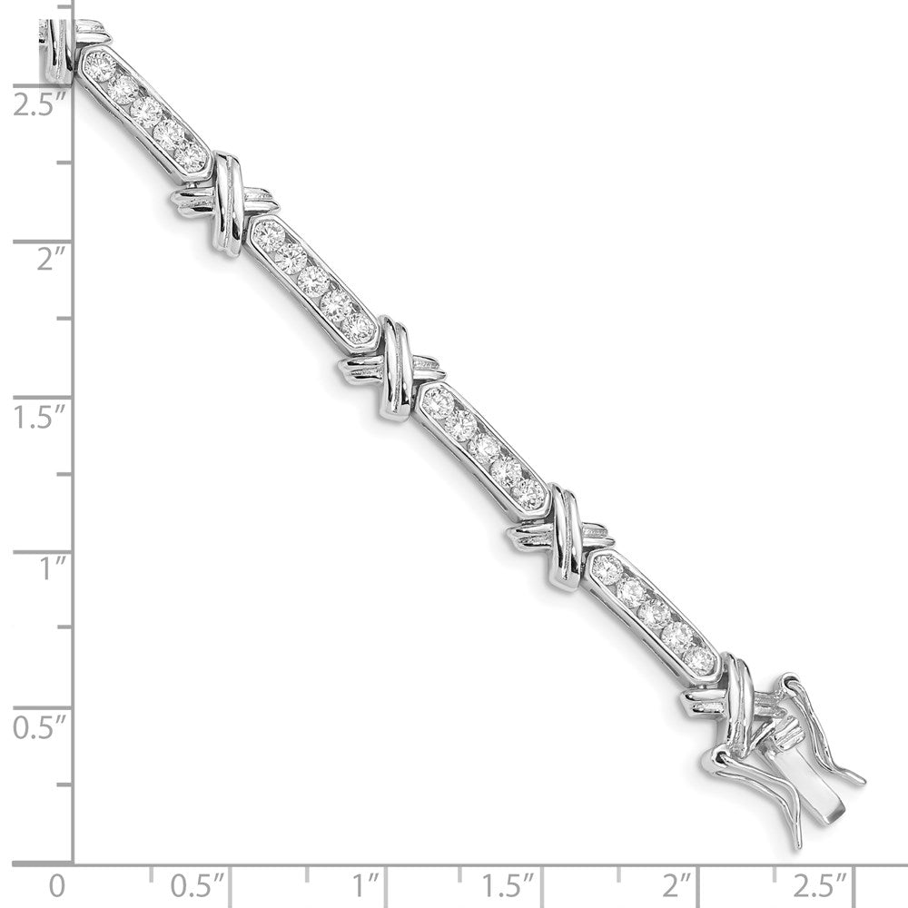 925 Sterling Silver Rhodium-plated Cubic Zirconia -X- Bracelet 7 inch