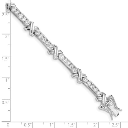 925 Sterling Silver Rhodium-plated Cubic Zirconia -X- Bracelet 7 inch