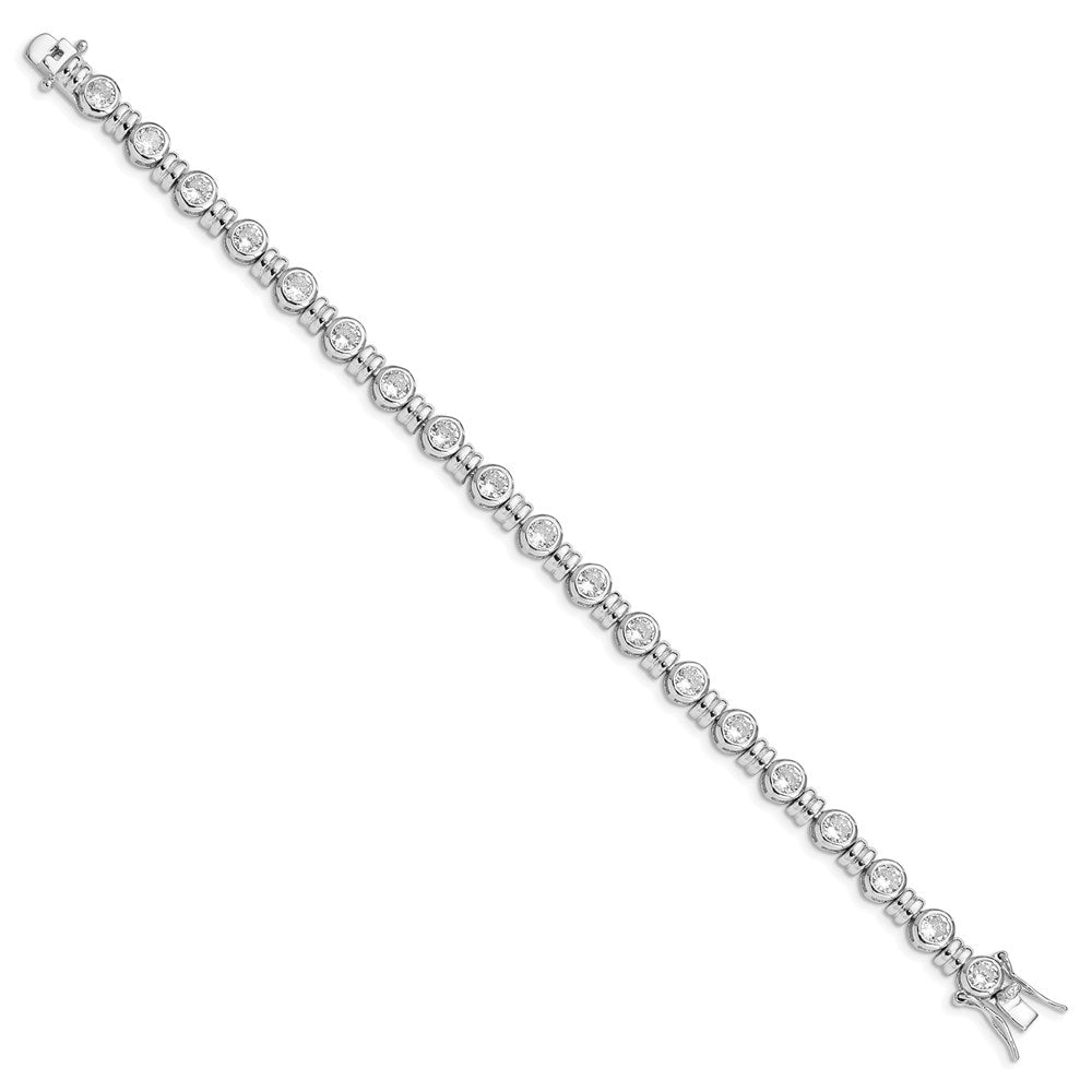 925 Sterling Silver Rhodium-plated Cubic Zirconia Bangle Bracelet 7 inch