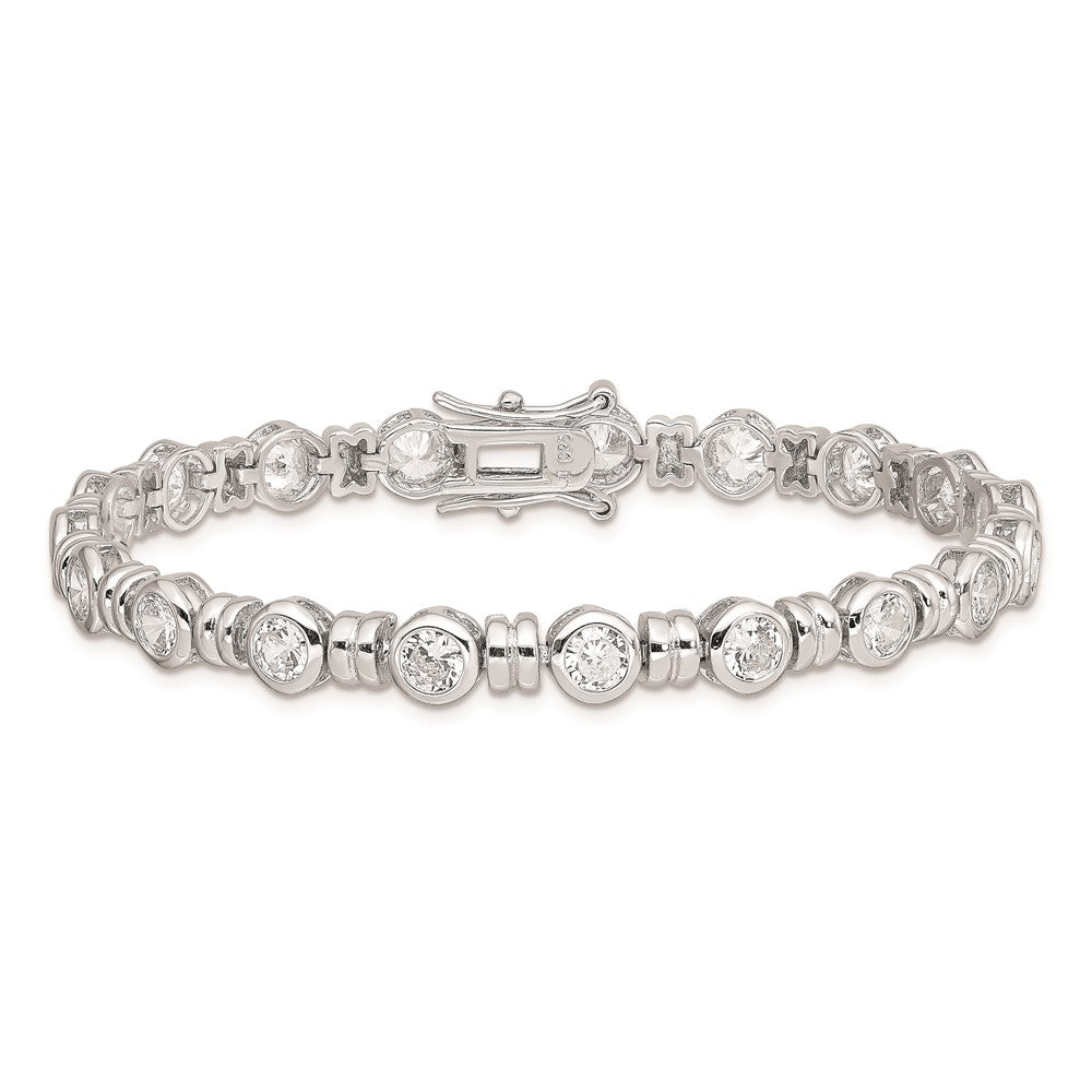 925 Sterling Silver Rhodium-plated Cubic Zirconia Bangle Bracelet 7 inch