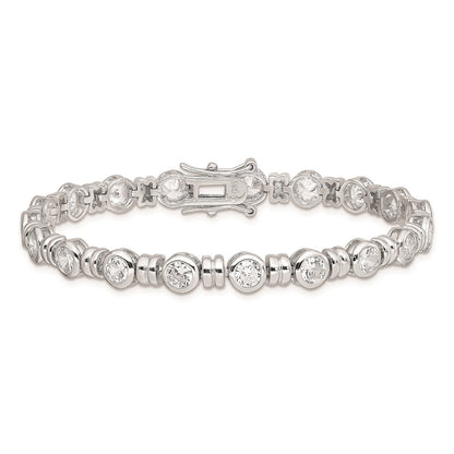 925 Sterling Silver Rhodium-plated Cubic Zirconia Bangle Bracelet 7 inch