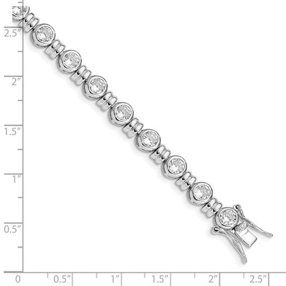925 Sterling Silver Rhodium-plated Cubic Zirconia Bangle Bracelet 7 inch