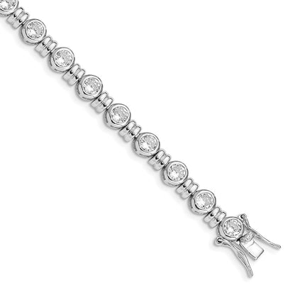925 Sterling Silver Rhodium-plated Cubic Zirconia Bangle Bracelet 7 inch