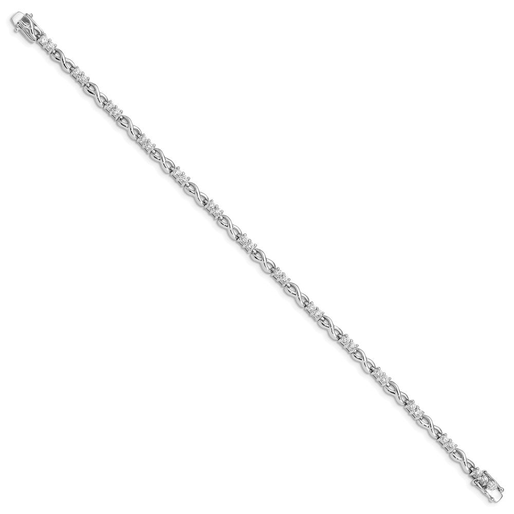 925 Sterling Silver Rhodium-plated Cubic Zirconia Infinity Bangle Bracelet 7.5 inch