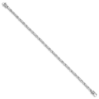 925 Sterling Silver Rhodium-plated Cubic Zirconia Infinity Bangle Bracelet 7.5 inch