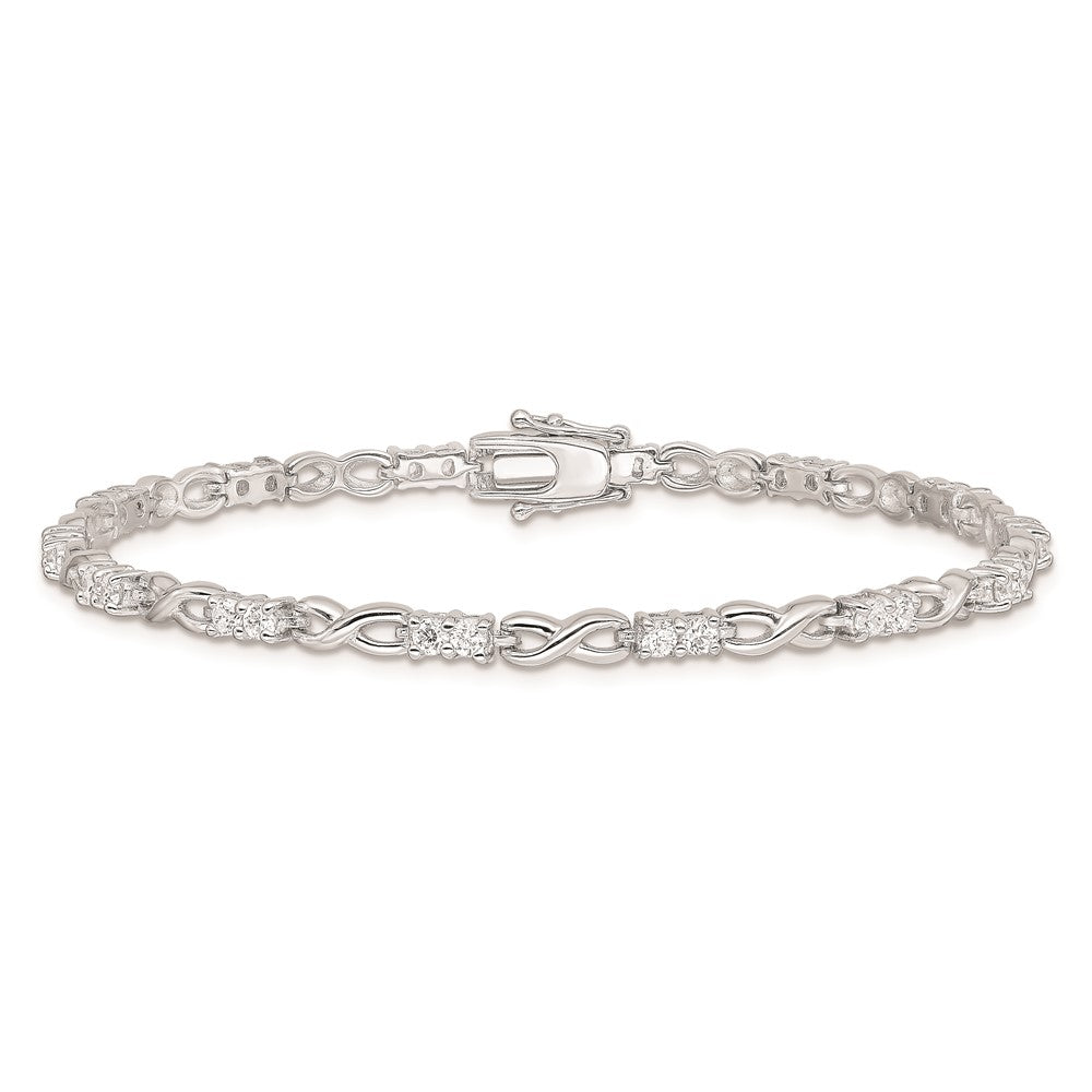 925 Sterling Silver Rhodium-plated Cubic Zirconia Infinity Bangle Bracelet 7.5 inch
