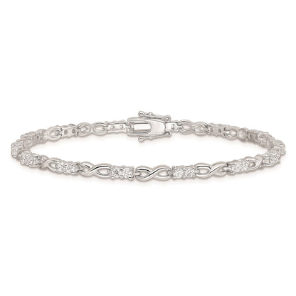 925 Sterling Silver Rhodium-plated Cubic Zirconia Infinity Bangle Bracelet 7.5 inch