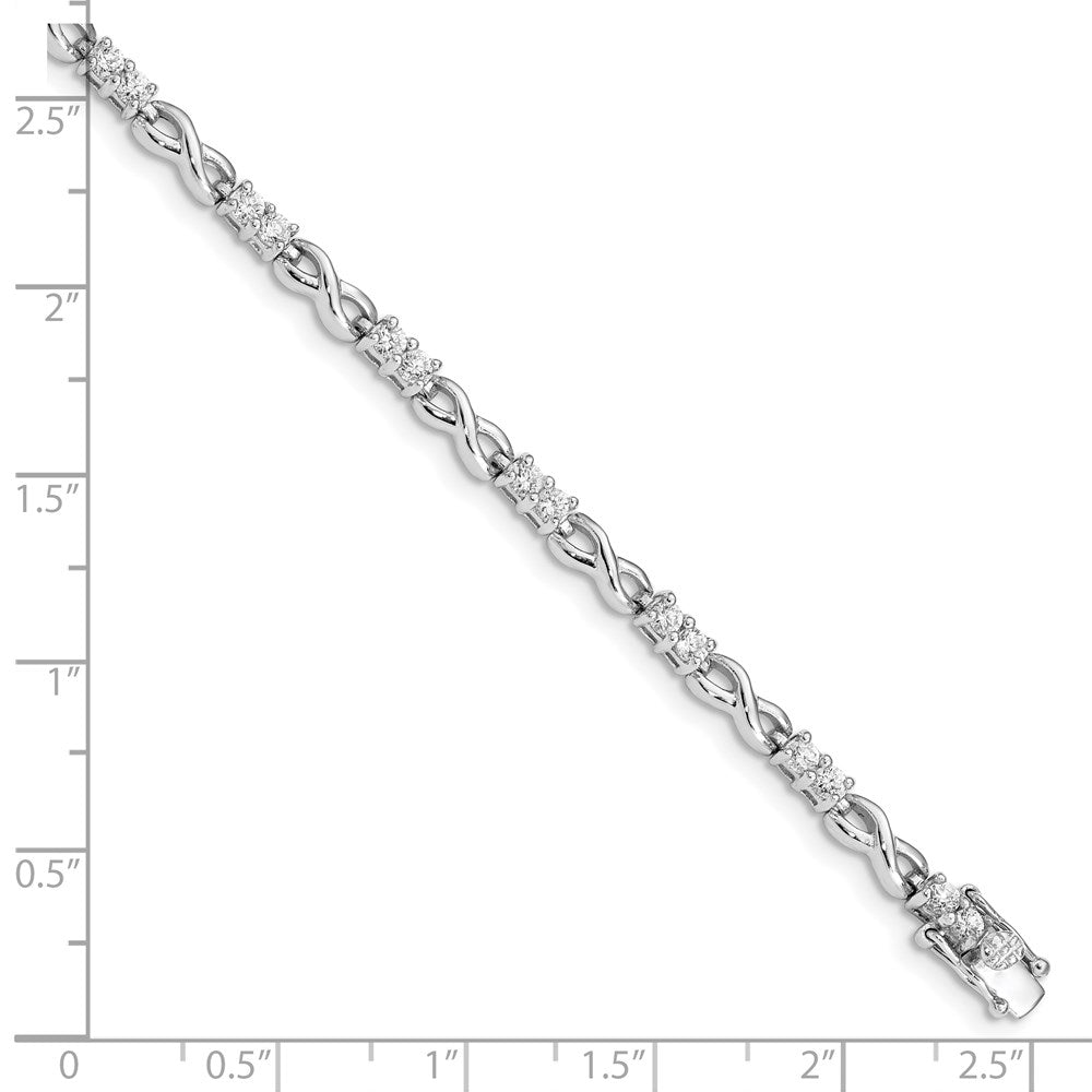925 Sterling Silver Rhodium-plated Cubic Zirconia Infinity Bangle Bracelet 7.5 inch