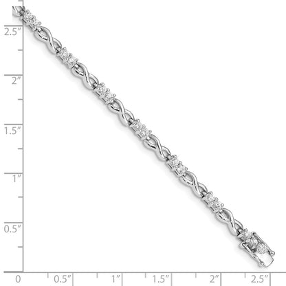 925 Sterling Silver Rhodium-plated Cubic Zirconia Infinity Bangle Bracelet 7.5 inch