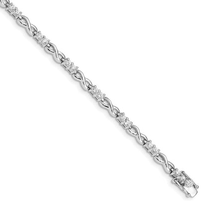 925 Sterling Silver Rhodium-plated Cubic Zirconia Infinity Bangle Bracelet 7.5 inch