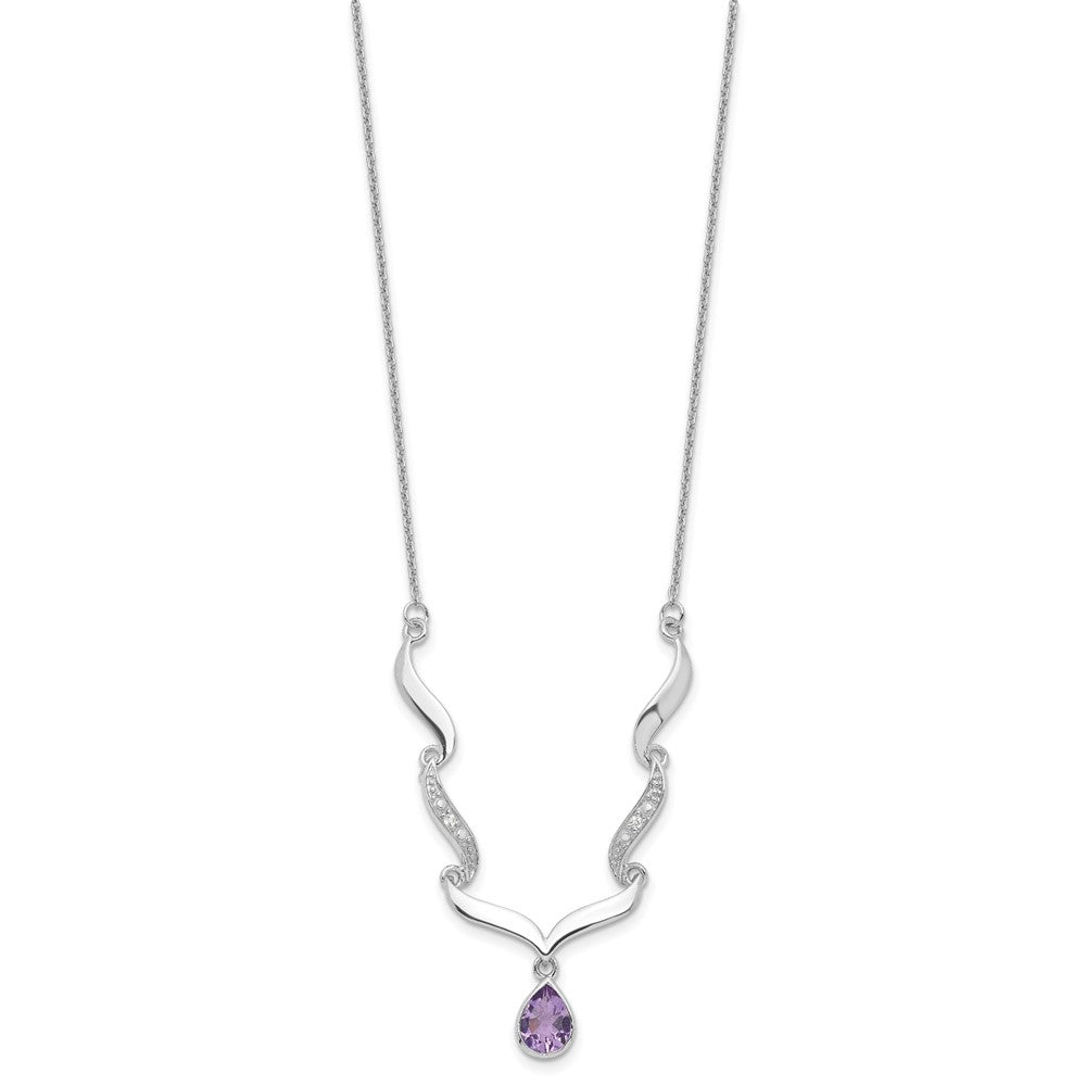 925 Sterling Silver Gemstone & White Topaz Pendant Necklace 18"