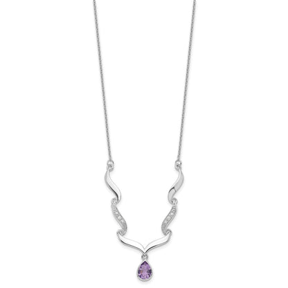 925 Sterling Silver Gemstone & White Topaz Pendant Necklace 18"