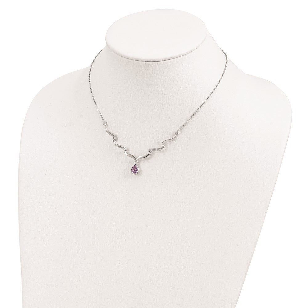 925 Sterling Silver Gemstone & White Topaz Pendant Necklace 18"