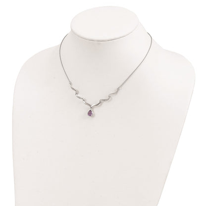 925 Sterling Silver Gemstone & White Topaz Pendant Necklace 18"