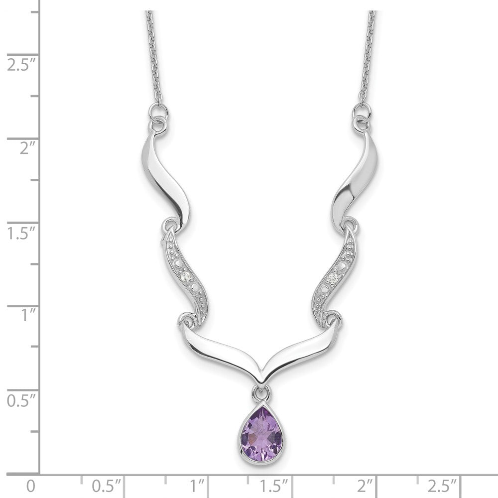 925 Sterling Silver Gemstone & White Topaz Pendant Necklace 18"