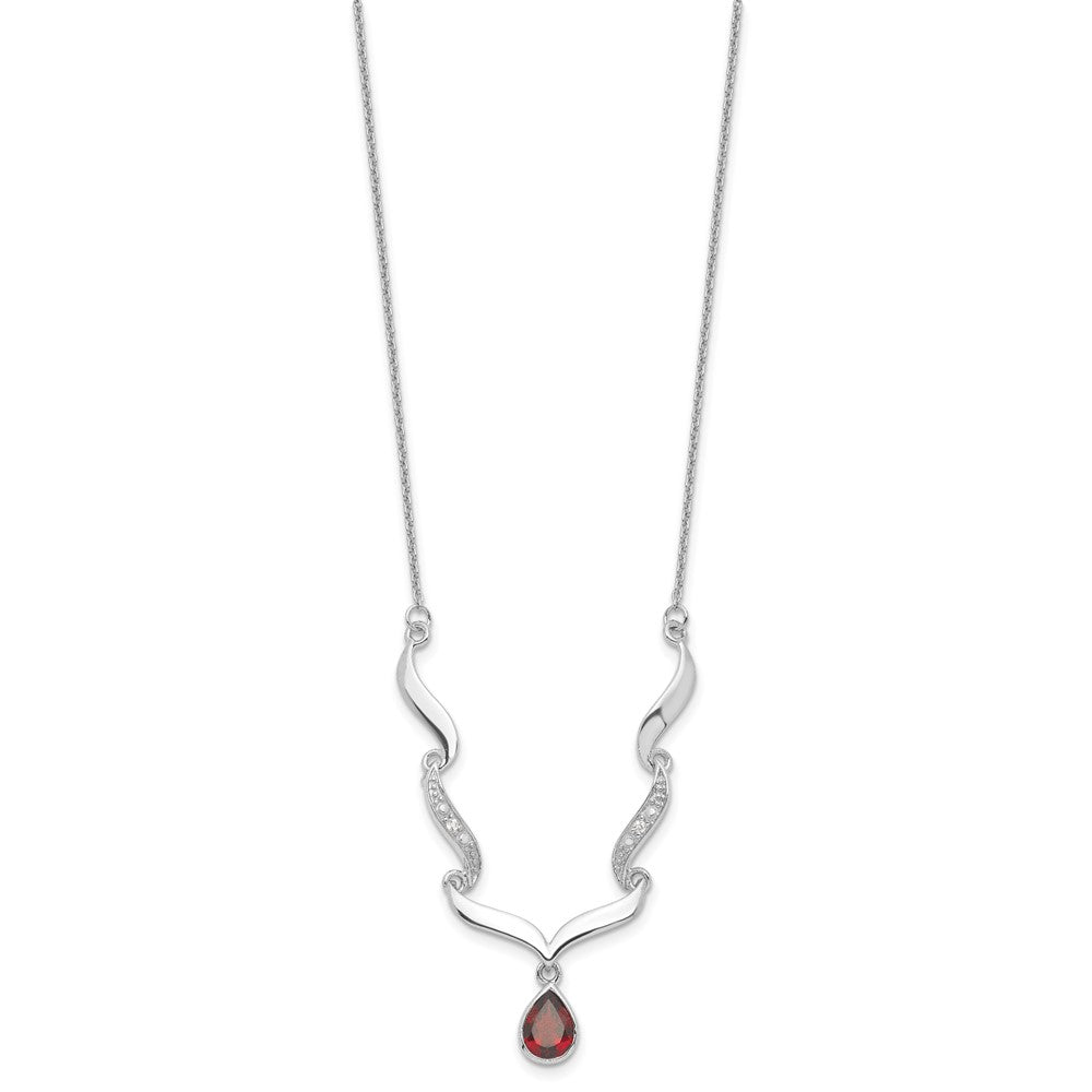 925 Sterling Silver Gemstone & White Topaz Pendant Necklace 18"