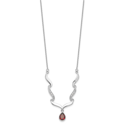 925 Sterling Silver Gemstone & White Topaz Pendant Necklace 18"