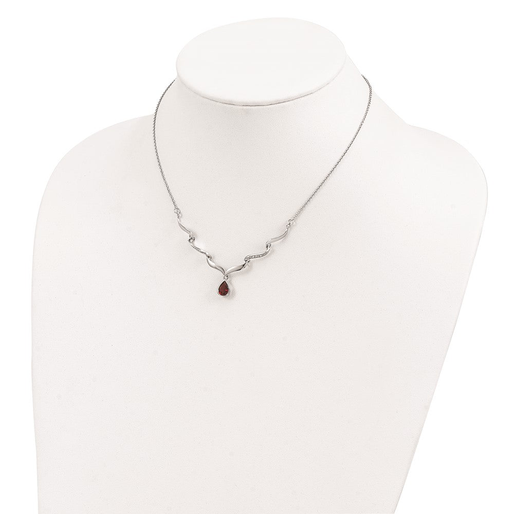 925 Sterling Silver Gemstone & White Topaz Pendant Necklace 18"