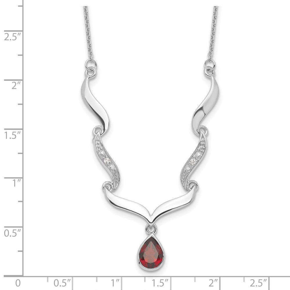 925 Sterling Silver Gemstone & White Topaz Pendant Necklace 18"