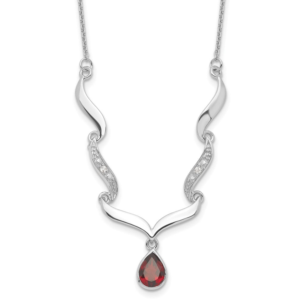 925 Sterling Silver Gemstone & White Topaz Pendant Necklace 18"