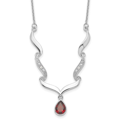 925 Sterling Silver Gemstone & White Topaz Pendant Necklace 18"
