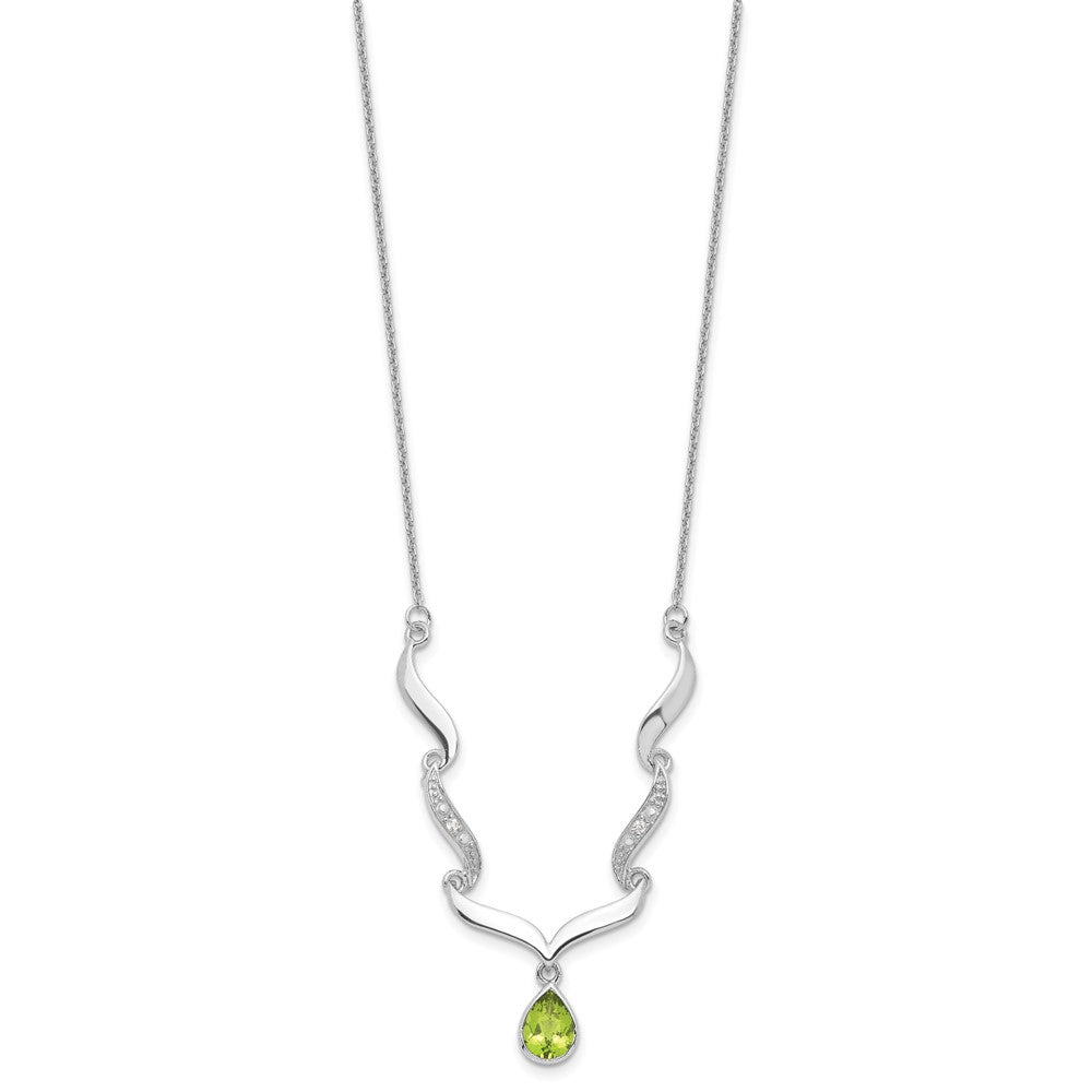 925 Sterling Silver Gemstone & White Topaz Pendant Necklace 18"