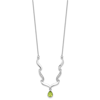925 Sterling Silver Gemstone & White Topaz Pendant Necklace 18"