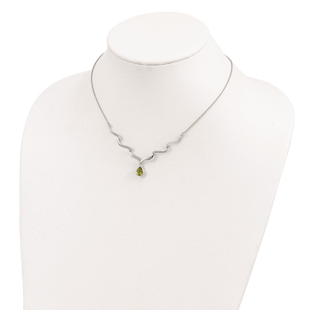 925 Sterling Silver Gemstone & White Topaz Pendant Necklace 18"