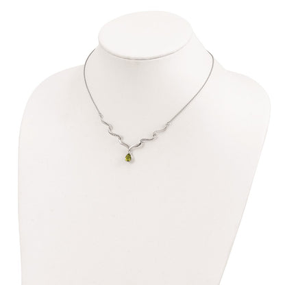 925 Sterling Silver Gemstone & White Topaz Pendant Necklace 18"