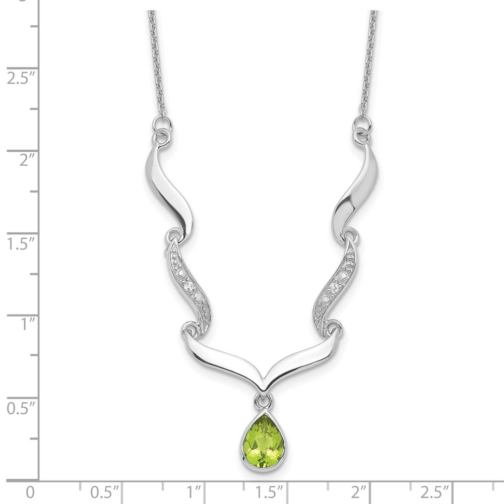 925 Sterling Silver Gemstone & White Topaz Pendant Necklace 18"