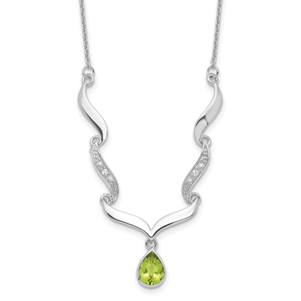 925 Sterling Silver Gemstone & White Topaz Pendant Necklace 18"