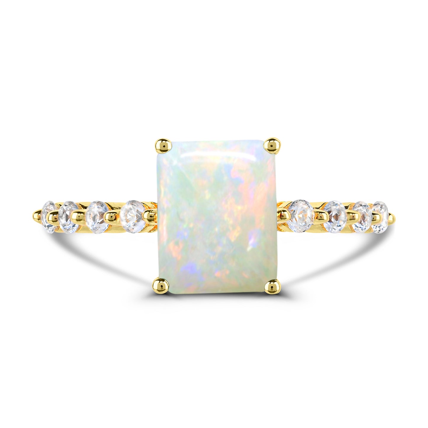10K Gold Ethiopian Opal & Diamond Engagement Ring Size 7 -1.50Ct, H-I, I1-I2