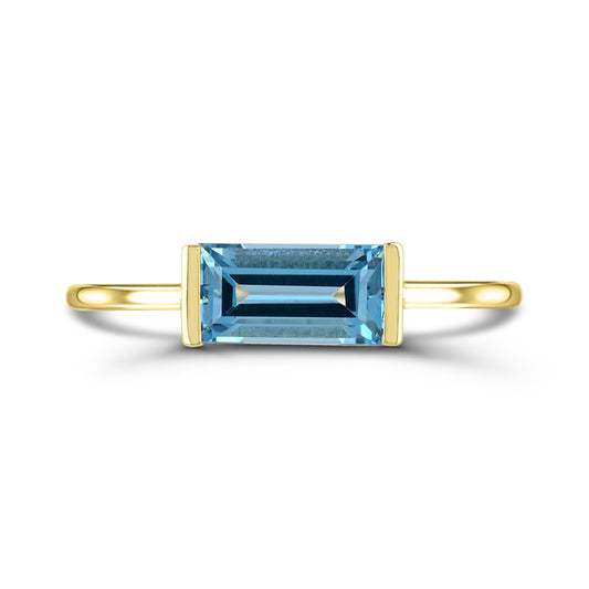 10K Yellow Gold Swiss Blue Topaz Engagement Ring Size 7 - 1.10 Ct