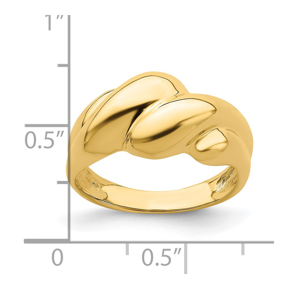 14k Yellow Gold Polished Fashion Dome Ring Size 7