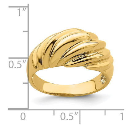 14k Yellow Gold Polished Shrimp Fashion Ring Size 7