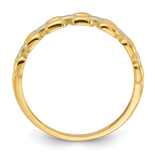 14K Yellow Gold With White Rhodium Polished Fashion Ring Size 7