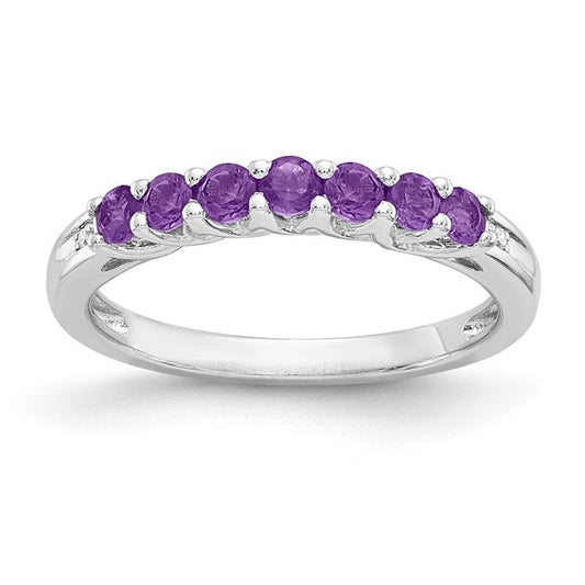 Sterling Silver Amethyst and Diamond Anniversary Ring