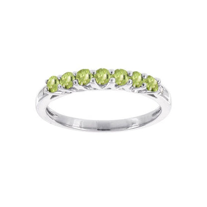 Sterling Silver Peridot and Diamond Anniversary Band Ring