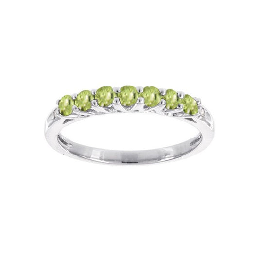 Sterling Silver Peridot and Diamond Anniversary Band Ring
