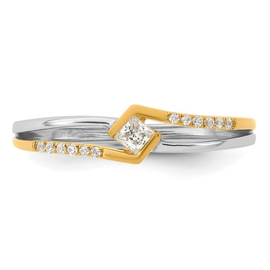 14K Two-tone Gold Natural Diamond Engagement Ring 0.15 Ct